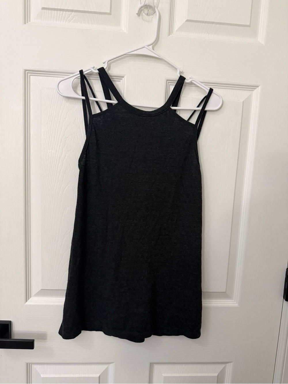 Chaser Black Strappy Tank Top with Double Shoulder Detail Size M Grey New
